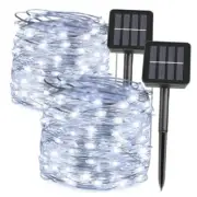 2 Packs Solar String Lights, Total 200 LED 66FT 8 Twinkle Modes White Solar