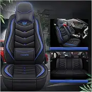 DENGFU Compatible with Car Seat Covers Universal Full Set Accessories for Renault Clio Duster Clio 4 Seat Leon Ibiza Mitsubishi Lancer X Pajero Outlander Lancer Subaru.Black blue luxury