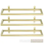 3 Set Wall Mounted Wine Racks Wine Bottle Display Holder for Wall Gold