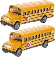MUSISALY 2pcs School Bus for Pull Back Simulation Bus with Functional Stop Sign Aged