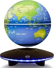 Floating Ball, Magnetic Levitation Globe World Map Floating Ball Lamp Office Decor with LED Light Base, House/Office Decor/Birthday Gifts (6 Inches)