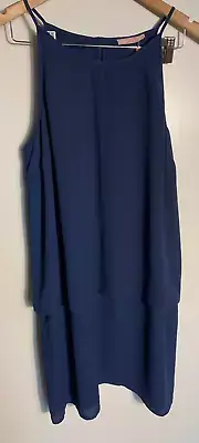 Ladies Size 16 SASS Overlay Dress NEW Navy Blue spaghetti straps