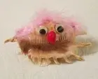 Millipede shell Monster w/ Light Pink Hair 5" wide Folk Art Souvenirs Gift