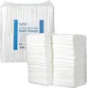 ForPro Premium Disposable Bath Towels, Salon & Spa Towels for Hair, Face, Body, Extra Large (15" x 31.5"), White, 50-Count