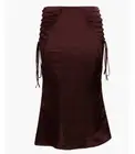 HOUSE OF CB Sidonie Lace-Up Satin Trumpet Midi Skirt wine color Small