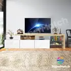 TV Cabinet Stand Entertainment Unit Wooden High Gloss with 2 Drawers Oak&White
