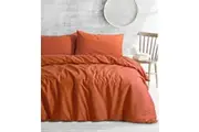 Amsons Royale Cotton Quilt Duvet Doona Cover Set with Europeon pillowcases - Rust