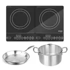SOGA Dual Burners Cooktop Stove 30cm Stainless Steel Induction Casserole and 30c