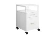 2 Drawer File Cabinet Filing Office Home Storage Furniture Modern White Wood Vertical Rolling Document Organiser Open Shelf for Letter A4 Legal Size