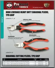 7" TPR Grip Proferred High Leverage Heavy Duty Diagonal Pliers (T18002) 7 inches