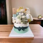 彌月禮盒 滿月禮 尿布蛋糕 尿布塔 周歲禮 收涎蛋糕-綠茵之冠 鵝寶寶