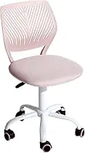 Homy Casa Armless Home Office Desk Chair, Colorful Task Chair with Soft Mesh Padded Cushion, Height Adjustable Swivel Study Computer Chair for for Girls Boys Teens (Pink Ⅰ, 1PC)