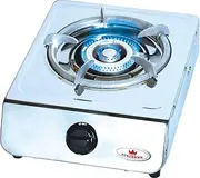 Auscrown Single Wok Burner Cooker LP Gas with 1.2m Hose and Pol Regulator, Silver, CK107LP