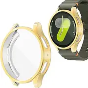 Wugongyan Case Compatible with Samsung Galaxy Watch 7 40mm Screen Protector Case Flexible Soft TPU All-Around Protective Face Cover for Galaxy Watch 7 Accessories(Gold, 40mm)