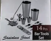 14 PC Bartender Kit Complete Cocktail Shaker Bar Tools Mixology Complete Set