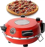 Pizza Machine Electric with Adjustable Temperature, 1200w Auto Pizza Baking Oven with Timer, Indoor Pizza Oven, Pizza Maker Machine for Home Up to 800˚F with Viewing Window