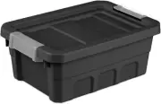 6-Pack Plastic Storage Bins with Lids, Stackable Containers, 4 Gallon, Black