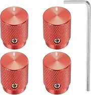 uxcell 4 Pcs Aluminium Potentiometer Knobs, 1/4"(6mm) IDx1/2(12.5mm) ODx5/8(16mm) Height Universal Volume Tone Control Knobs for Guitar, Bass, Oval Indicator, Red