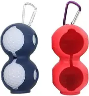 Esforzarse 2 Pcs Golf Ball Pouch Bag, Golf Bags Belt, Golf Ball Holder with Hanging Clip Buckle Soft Silicone Portable Golf Ball Pouch Bag Protective Case Hold, Red and Blue
