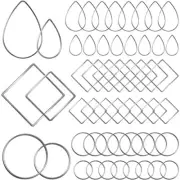 96Pcs Earring Hoop Jewelry Making, Hypoallergenic Teardrop Square 96Pcs Silver