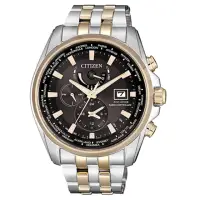 在飛比找momo購物網優惠-【CITIZEN 星辰】光動能三眼男錶 不鏽鋼錶帶 棕色錶面
