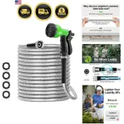 Garden Hose Metal 75ft Stainless Steel Flexible No kink Leak Proof Durable