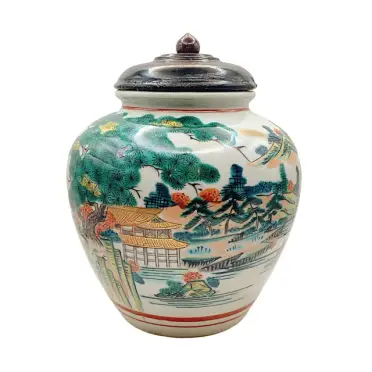 九谷焼 九谷木米 青木木米 色絵金彩 花瓶 壺 九谷木米手 建
