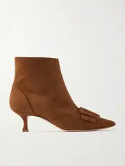 [Manolo Blahnik] Manolo Blahnik - Baylow 50 Buckled Suede Ankle Boots - Tan - IT40 IT 40 Brown