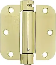 Amazon Basics Self-Closing Door Hinge, 88.9 x 88.9 mm, 1 Piece, Polished Brass