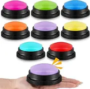 Honoson 8 Pieces Recordable Answer Buzzers Button Game Show Buzzers Recording Buttons Gifts for Back to School Classroom Team Trivia Games (Novelty Color)