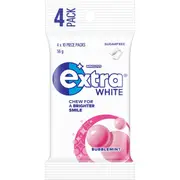 4 Pack Wrigley's Extra White Bubblemint Sugar Free Chewing Gum 56g