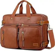 Men Vegan Leather Briefcase Backpack Hybrid 17 Inch Laptop Bag Case Business Messenger bag HB-22