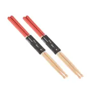 Maple Wood Drumstick 5A Anti Slip Handle Grips Drum Stick Red, 2 Pair