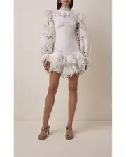 RARE BNWT Zimmermann Glassy Bubble Tiered Mini Dress Size 1 RRP 3500
