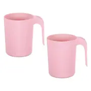 2Pcs Cups, Unbreakable Reusable Water Tumbler with Handle, Pink