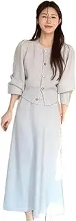 [Generic] Women's Knitted Suit For Spring And Winter Long Sleeve Cardigan Jacket High Waisted Skirt Two-Piece Set