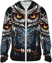 [LHBWCVN] UPF 50+ Light Jacket Full Zip Sun Protection Hoodie for Women Men Long Sleeve owl Sun Shirts