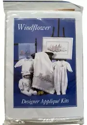 Windflower Appliqué Crewel Kit w/ Appleton Bros Ltd Wool Yarn Teddy Bear Floral