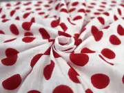 Red Polka Dot Block Printed Cotton Fabric Women Dressmaking Fabric By Yard AU