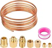 72'' Oil Pressure Gauge Tubing Kit, Mechanical Oil Pressure Gauge Line Kit Od Threaded Brass Parts Pipe Set of Copper Tube and Threaded Parts