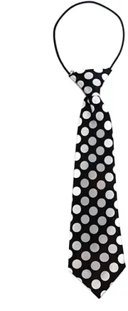 Kids Boys Black & White Patterned Elastic Neck Tie - Large Polka Dots
