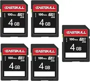 EASTBULL 5-Pack of SD Card 4GB Class 10 SD Card U1 V30 High-Speed 100MB/s Read SDHC Memory Card 5-Pack for Camera, Full HD Video, with 5 Mini Cases (4 GB, 5 Pack)