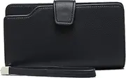 [SKUZA] Wallet,Card Bag,Women's Purse 3 Fold Wallet Female Leather Wallet Women Long Coin Purse Many Card Slot Wallets (Blue) (Color : Black)