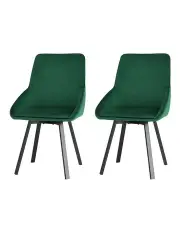 [Artiss] Dining Chairs Velvet Swivel Base Set of 2 in Green
