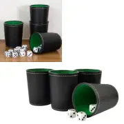 5Pcs PU Leather Dice Cup Set With 20 Dot Dices Exquisite Hand Feeling Black MU