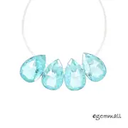 6 Cubic Zirconia Flat Pear Briolette Beads 5x7mm Swiss Blue #64658