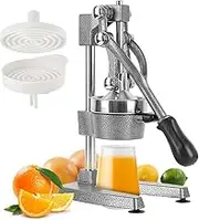 Mershine Manual Stainless Steel Juicer, Commercial Juice Presser, Hand Press Juicer Extractor Squeezer Orange Citrus (Silver with Squeezer)