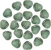 uxcell 20 Pcs Natural Heart Shaped Crystal Stone, 0.8 Inch Mini Polished Love Gemstone Crystal, Pocket Rock Engraved Worry Stones for Women Gifts Meditation, Emerald Green
