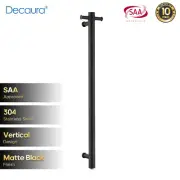 Decaura Heated Towel Rail Vertical Wall Mounted Round Black 304 Stainless Steel
