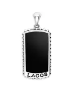 Lagos Men's Sterling Silver Anthem Black Agate Dog Tag Pendant - Exclusive